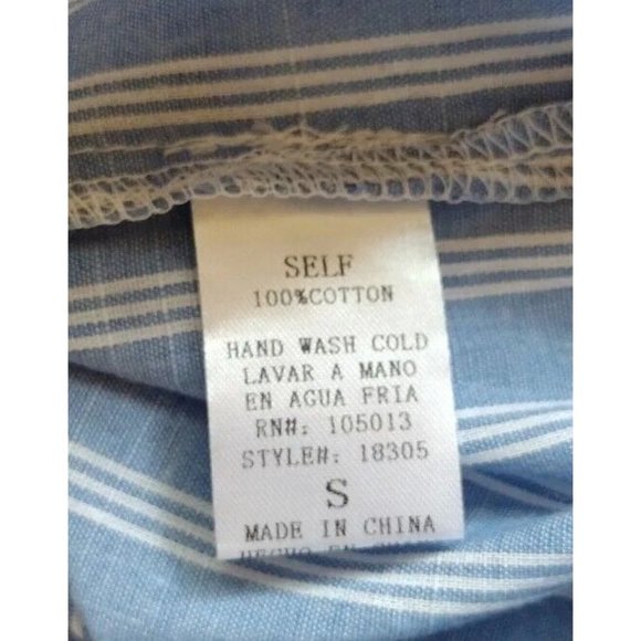 Andree By Unit Top Womens Small Balloon Sleeve Striped Peasant Coastal - Picture 9 of 12